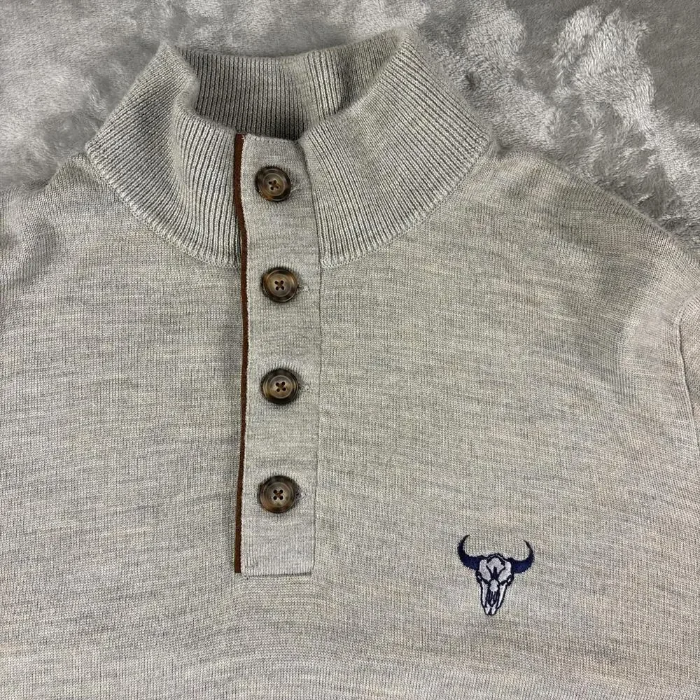 Polo Golf Ralph Lauren 4-Button Merino Wool Bull Head Embroidered Pullover